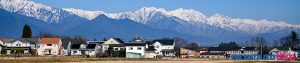 2019/12/10【安曇野の田園と白い山】この時期、朝のよく晴れた風景です。