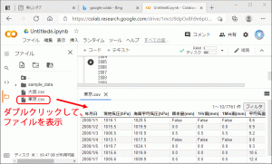 （13）csv ファイルをダブルクリックすると、結果が表示されます。